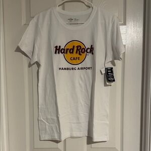 Hard Rock Cafe Hamburg Airport White Tee with Bold Logo NWT